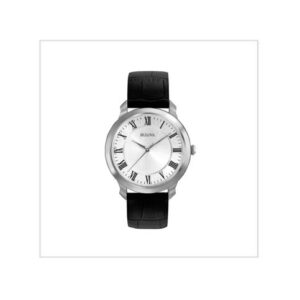 Bulova Men's Classic 3-Hand Quartz Black Leather Strap Watch